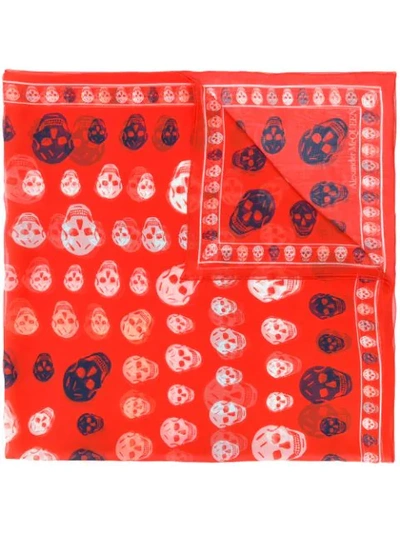 Shop Alexander Mcqueen Skull Print Scarf In Red