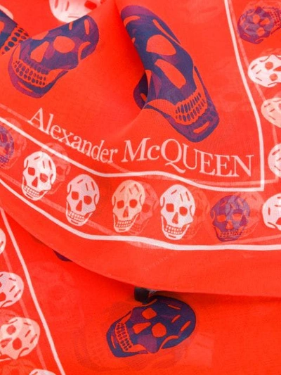 ALEXANDER MCQUEEN 骷髅头印花围巾 - 红色