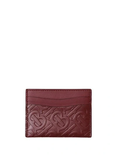 Shop Burberry Monogram Leather Card Case In Red