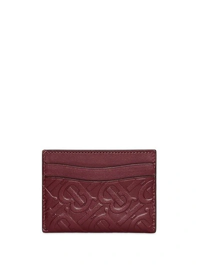 Shop Burberry Monogram Leather Card Case In Red