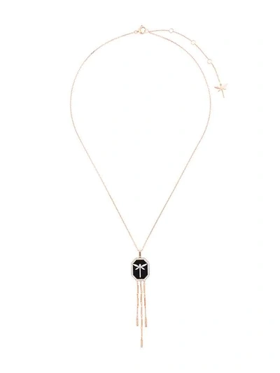 Shop Anapsara Dragonfly Pendant Necklace In Rose Gold