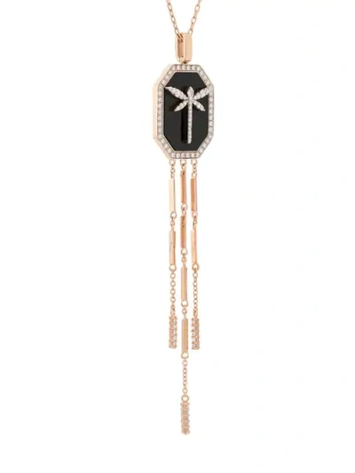 Shop Anapsara Dragonfly Pendant Necklace In Rose Gold