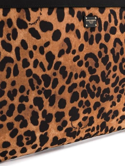 Shop Dolce & Gabbana Leopard Print Make-up Pouch In Neutrals