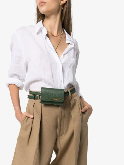 Jacquemus Le Bello Textured-leather Belt Bag In Dark Green | ModeSens