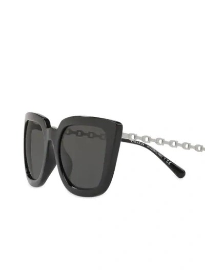 Shop Coach Logo Chain Sunglasses In Black