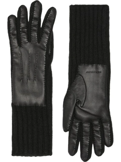 Shop Burberry Cashmere And Lambskin Gloves In Black