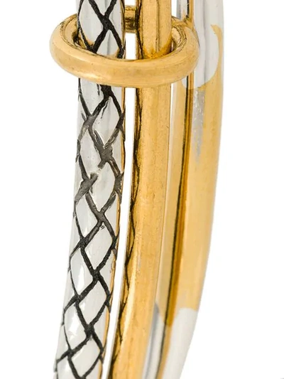 Shop Bottega Veneta Intrecciato Weave Engraved Bracelet In Metallic
