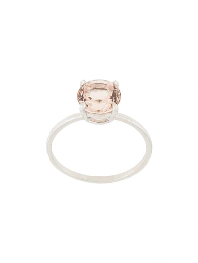 Shop Natalie Marie 14kt White Gold Precious Morganite Ring In Pink