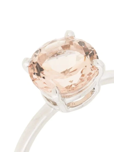 Shop Natalie Marie 14kt White Gold Precious Morganite Ring In Pink