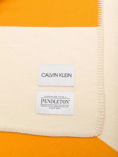 Shop Calvin Klein 205w39nyc Embroidered Edges Scarf In Yellow