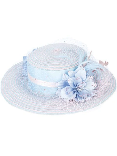 Shop Gigi Burris Millinery Floral Embellished Hat In Blue