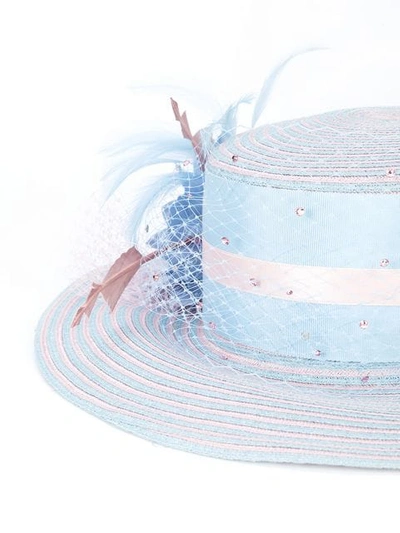 Shop Gigi Burris Millinery Floral Embellished Hat In Blue