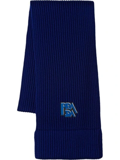 Shop Prada Logo Patch Scarf - Blue