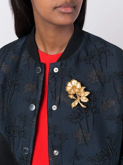 Shop Kenzo Flower Shaped Brooch In Metallic