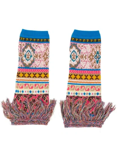 Shop Etro Fingerlose Intarsien-handschuhe In Pink