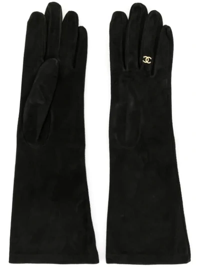 Pre-owned Chanel 1980s Cc Logos Gloves In Black