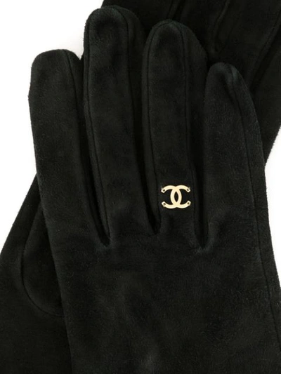 Pre-owned Chanel 1980s Cc Logos Gloves In Black