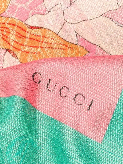 Shop Gucci Flora Gothic Print Shawl Scarf In Pink