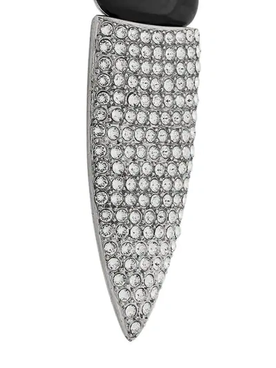 Shop Saint Laurent Smoking Clip-on Crystal Earrings In 8178-palla/noir/crystal