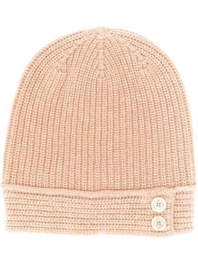 Shop Marni Double Button Knitted Hat In 00w33 Sesame