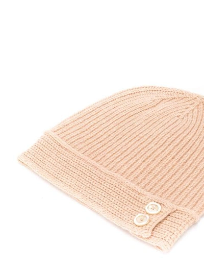 Shop Marni Double Button Knitted Hat In 00w33 Sesame
