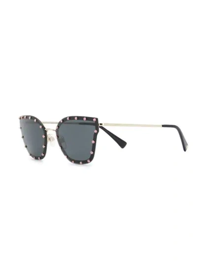 Shop Valentino Eyewear Crystal Embellished Cat-eye Sunglasses - Black