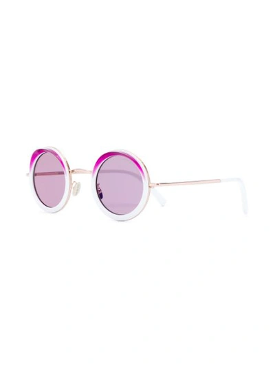 Shop Cutler And Gross Round Gradient Sunglasses In White