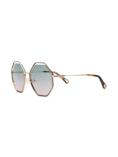 Shop Chloé Poppy Geometric-frame Sunglasses In Brown