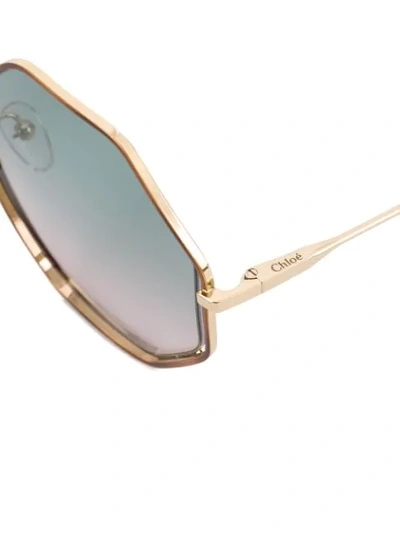 Shop Chloé Poppy Geometric-frame Sunglasses In Brown