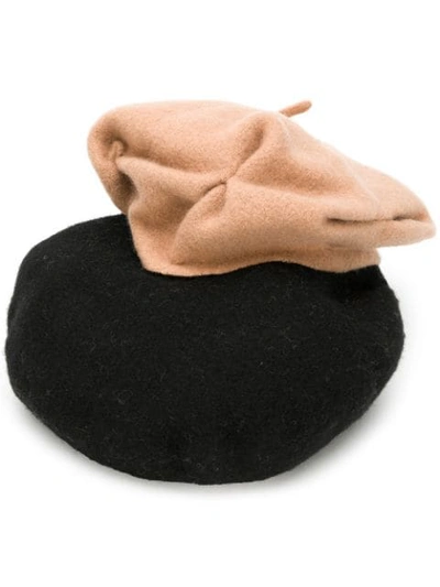 Shop Le Chapeau Beret Layered Hat - Black