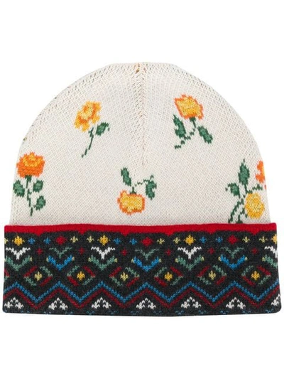 Shop Alanui Embroidered Beanie Hat In White