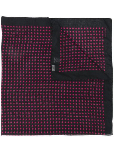 Shop Saint Laurent Star Print Scarf In 1072 Black/pink