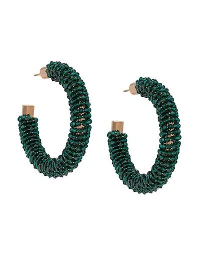 Shop Jacquemus Beaded Hoop Earrings - Green