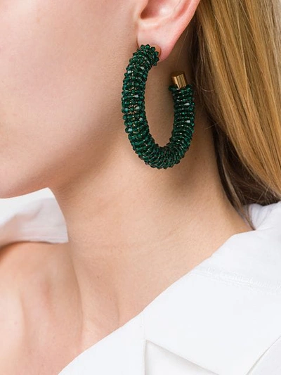Shop Jacquemus Beaded Hoop Earrings - Green