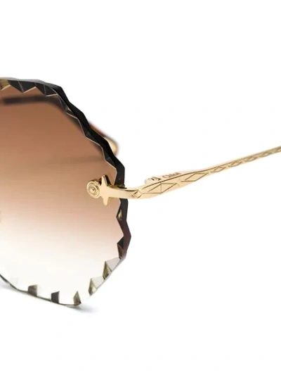 Shop Chloé Bevelled Edgeframe Sunglasses In Neutrals