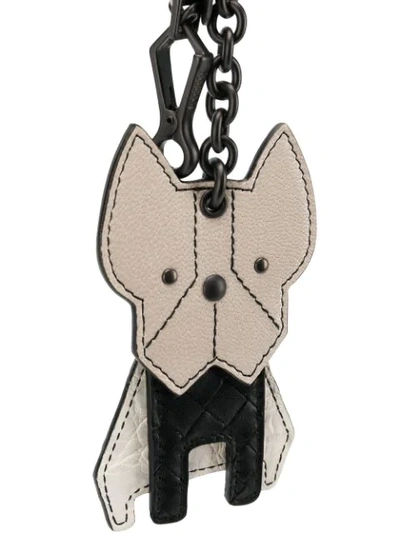 Shop Bottega Veneta Intrecciato Bulldog Keyring In 1994 -mist/nero/latte Fu