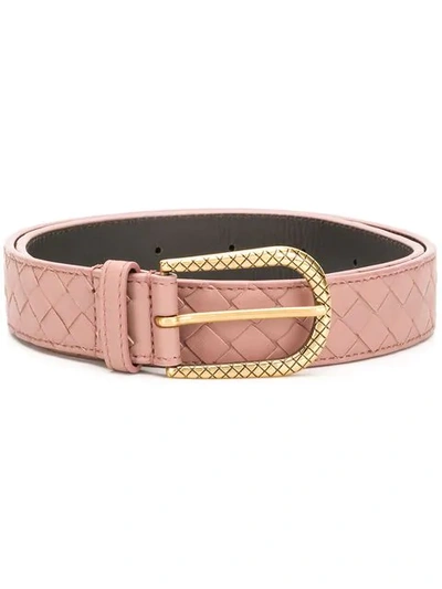 Shop Bottega Veneta Intrecciato Weave Belt In Pink