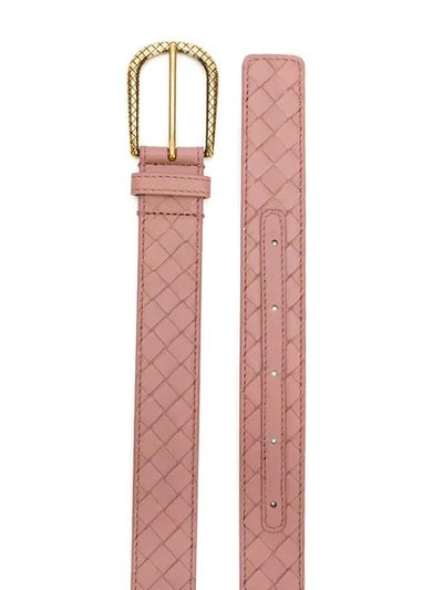 Shop Bottega Veneta Intrecciato Weave Belt In Pink
