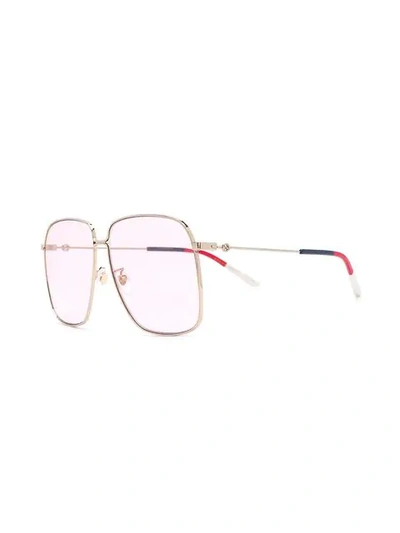 Shop Gucci Tinted Aviator Sunglasses In Gold