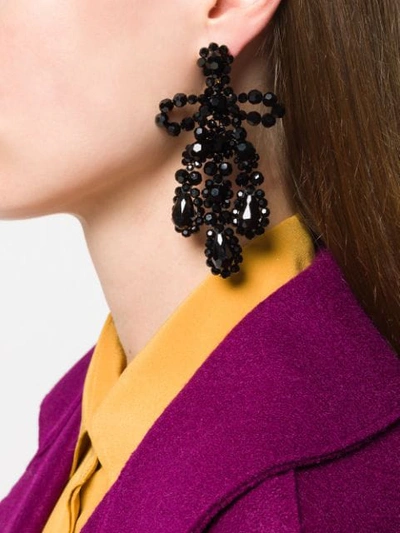 Shop Simone Rocha Beaded Bow Chandelier Earrings In Black