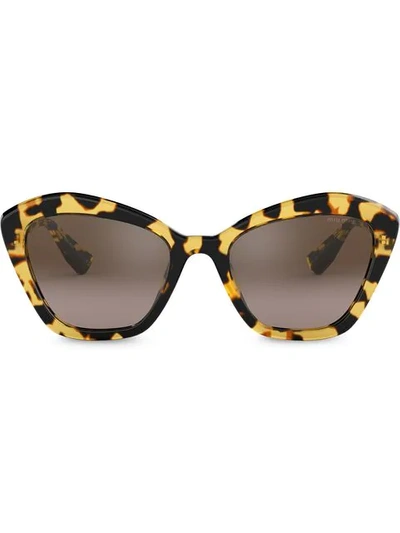 Shop Miu Miu Oversized Cat-eye Sunglasses In Brown