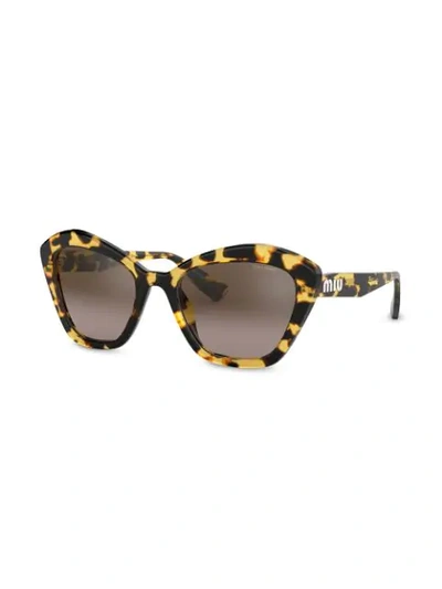 Shop Miu Miu Oversized Cat-eye Sunglasses In Brown