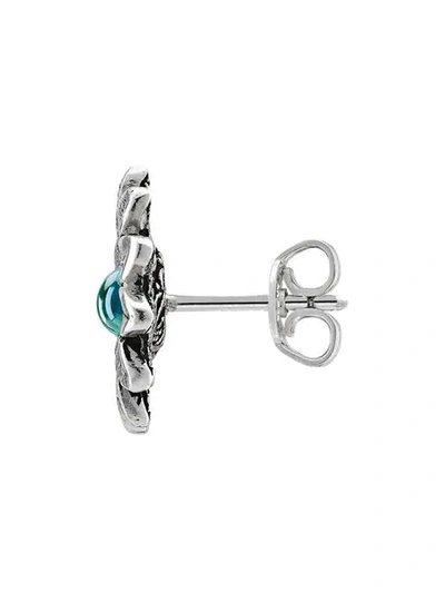 Gucci Gg Marmont & Flower Mismatched Sterling Silver Stud Earrings In Metallic