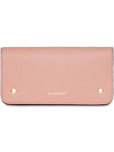 Shop Burberry Leather Phone Wallet In Pink