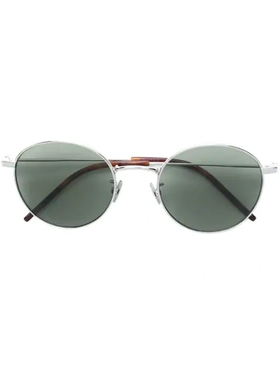 Shop Saint Laurent Round Frame Sunglasses In Metallic