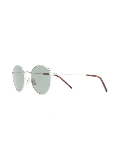 Shop Saint Laurent Round Frame Sunglasses In Metallic