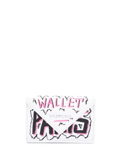 Shop Balenciaga Mini Papier Wallet In White