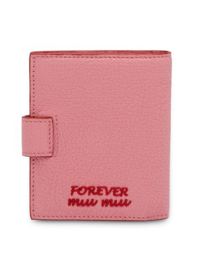 Shop Miu Miu Madras Leather Wallet In Pink