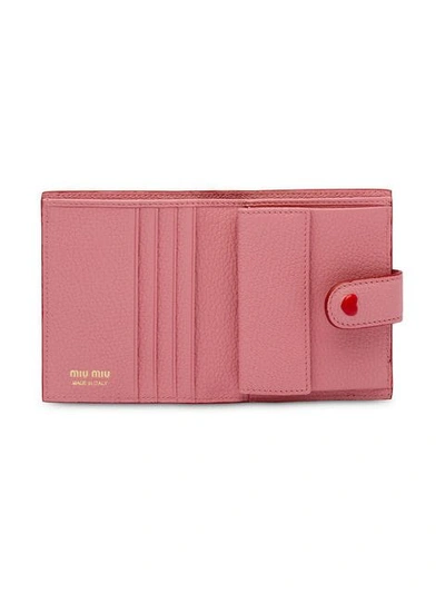 Shop Miu Miu Madras Leather Wallet In Pink