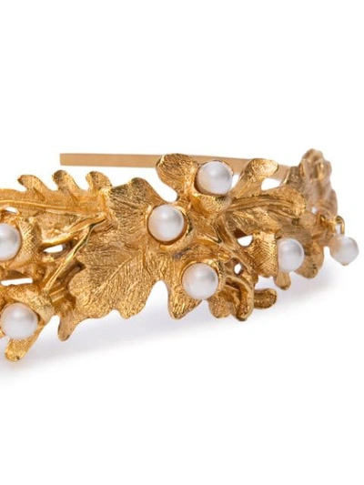 Shop Oscar De La Renta Acorn & Leaf Headband In Gold